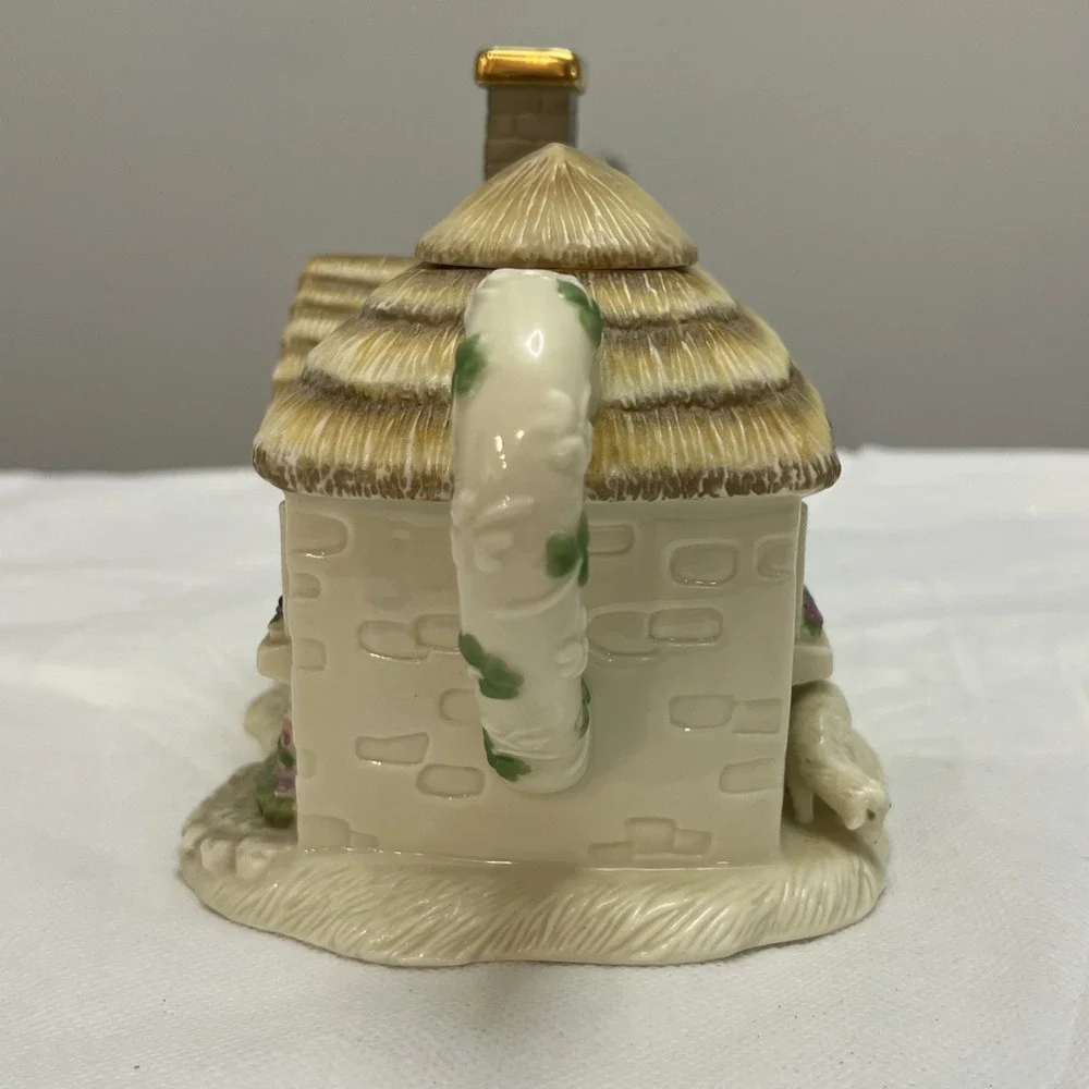 2002 Lenox The Irish Blessing Cottage Teapot Lid Cottagecore Shamrock Vtg